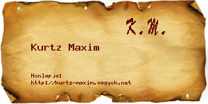 Kurtz Maxim névjegykártya
